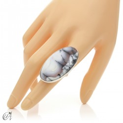 Dendritic opal ring and sterling silver, size 16 model 3