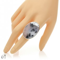 Dendritic opal ring and sterling silver, size 17 model 2