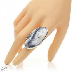 Dendritic opal ring and sterling silver, size 17 model 3
