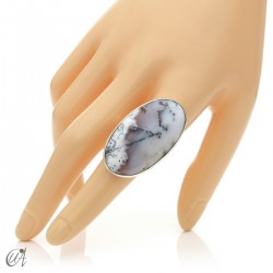 Dendritic opal ring and sterling silver, size 18 model 2