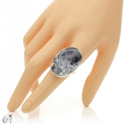 Dendritic opal ring and sterling silver, size 19 model 1