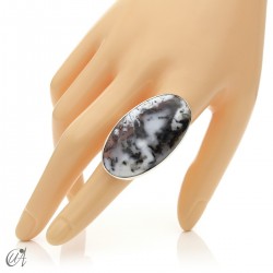 Dendritic opal ring and sterling silver, size 19 model 3