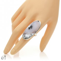 Dendritic opal ring and sterling silver, size 20 model 1