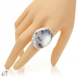 Dendritic opal ring and sterling silver, size 20 model 3