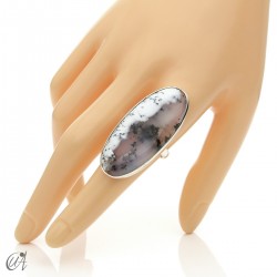 Dendritic opal ring and sterling silver, size 21 model 3