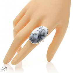Dendritic opal ring and sterling silver, size 22 model 1