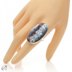 Dendritic opal ring and sterling silver, size 22 model 2