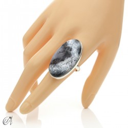 Dendritic opal ring and sterling silver, size 23 model 2