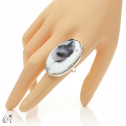 Dendritic opal ring and sterling silver, size 23 model 3