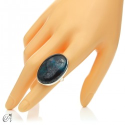 Oval Azurite Ring in Sterling Silver, Size 13 model 2