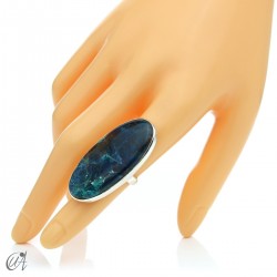Oval Azurite Ring in Sterling Silver, Size 13 model 3