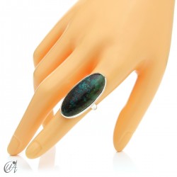 Oval Azurite Ring in Sterling Silver, Size 15 model 1
