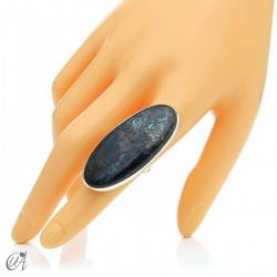 Oval Azurite Ring in Sterling Silver, Size 16 model 1