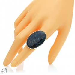 Oval Azurite Ring in Sterling Silver, Size 17