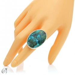 Oval Azurite Ring in Sterling Silver, Size 18 model 2