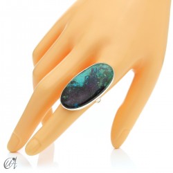 Oval Azurite Ring in Sterling Silver, Size 20 model 2
