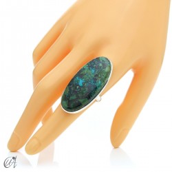 Oval Azurite Ring in Sterling Silver, Size 20 model 3