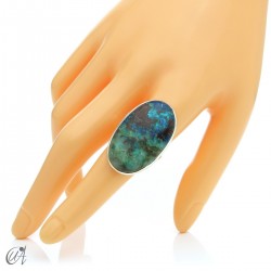 Oval Azurite Ring in Sterling Silver, Size 21 model 1