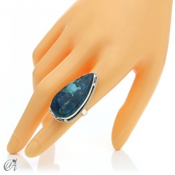 Azurite drop ring and 925 silver, size 14 model 2