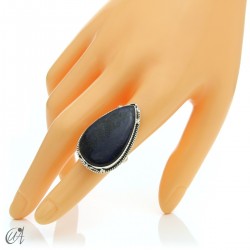 Azurite drop ring and 925 silver, size 15 model 2