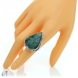 Azurite drop ring and 925 silver, size 16 model 2