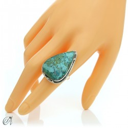 Azurite drop ring and 925 silver, size 17 model 2