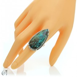 Azurite drop ring and 925 silver, size 19  model 1