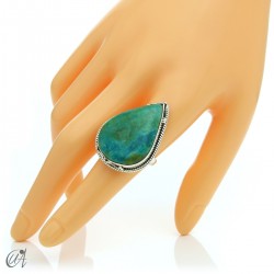 Azurite drop ring and 925 silver, size 19  model 2