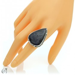 Azurite drop ring and 925 silver, size 19  model 3