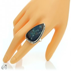 Azurite drop ring and 925 silver, size 20  model 1