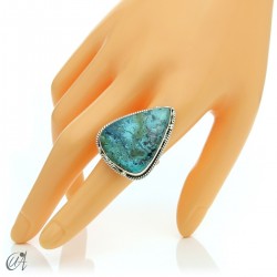 Azurite drop ring and 925 silver, size 20  model 3