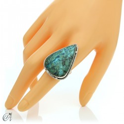 Azurite drop ring and 925 silver, size 20  model 2
