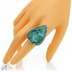 Azurite drop ring and 925 silver, size 21  model 2