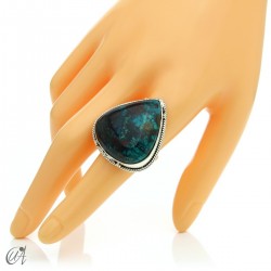 Azurite drop ring and 925 silver, size 21  model 3