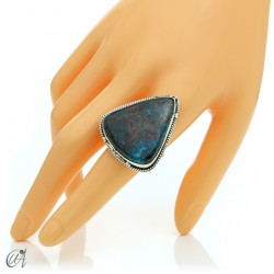 Azurite drop ring and 925 silver, size 22  model 1