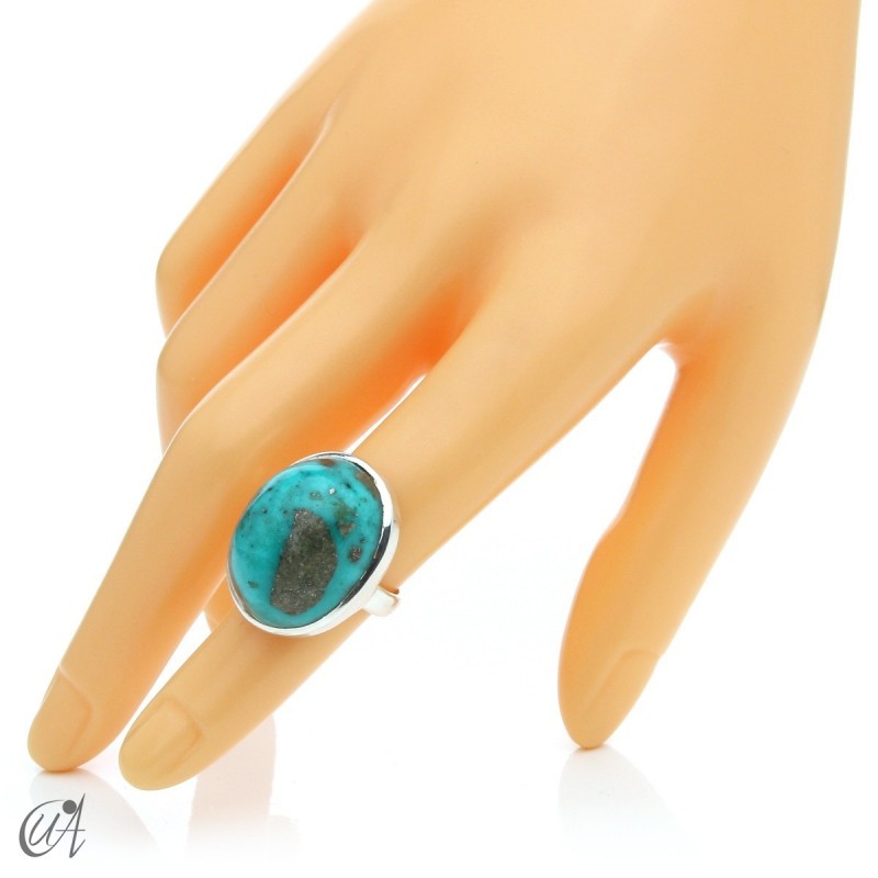 Turquoise ring in sterling silver, size 13
