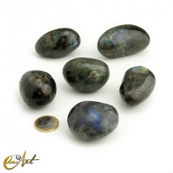 Labradorite palm stone from Madagascar, about 80 grams each