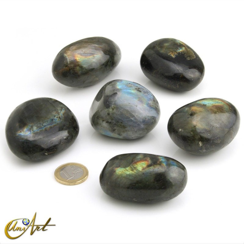 Labradorite palm stone from Madagascar, about 120 grams each