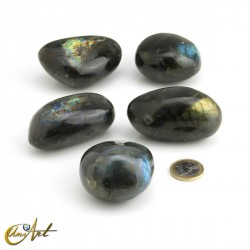 Labradorite palm stone from Madagascar, about 140 grams each