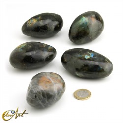 Labradorite palm stone from Madagascar, about 160 grams each