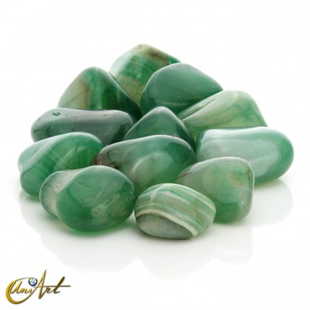 Green agate tumbled stones in packet of 200 grs