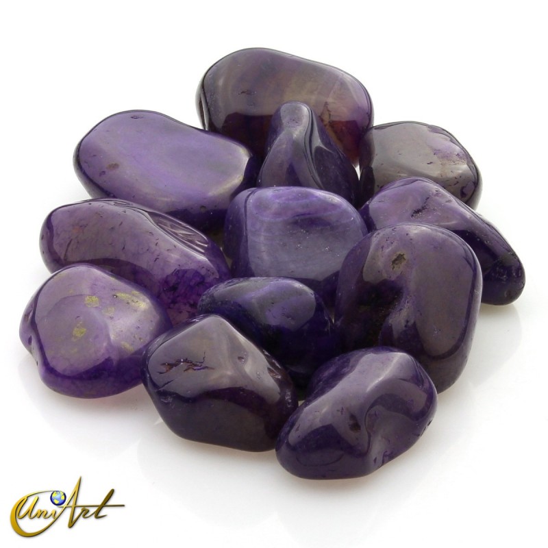 Purple agate tumbled stones in packet of 200 grs