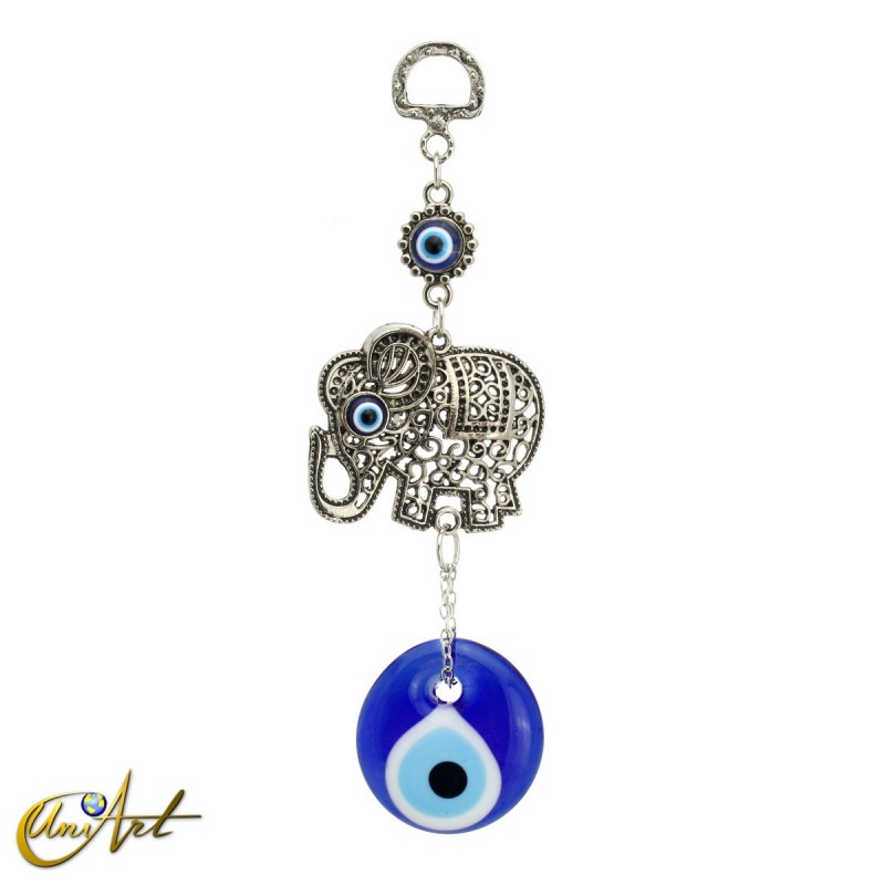Turkish Evil Eye Amulet with metal Elephant - model 1