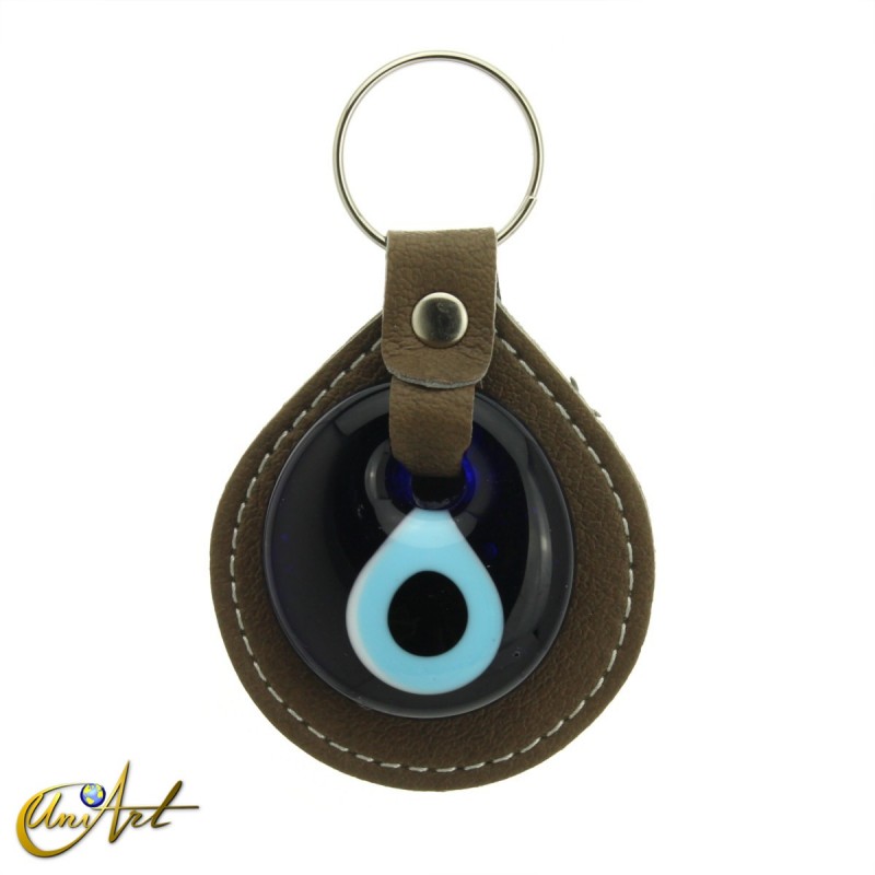 Turkish evil eye keychain against to the evil eye, olive color