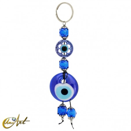 Turkish evil eye keychain with beads