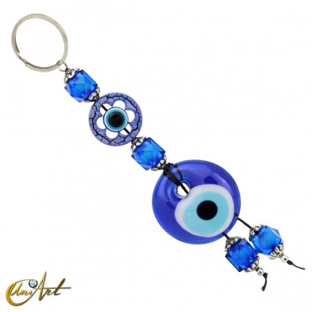 Turkish evil eye keychain with beads