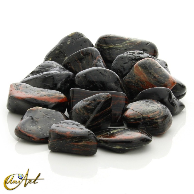 Black tourmaline with hematite - 200 grams tumbled stones