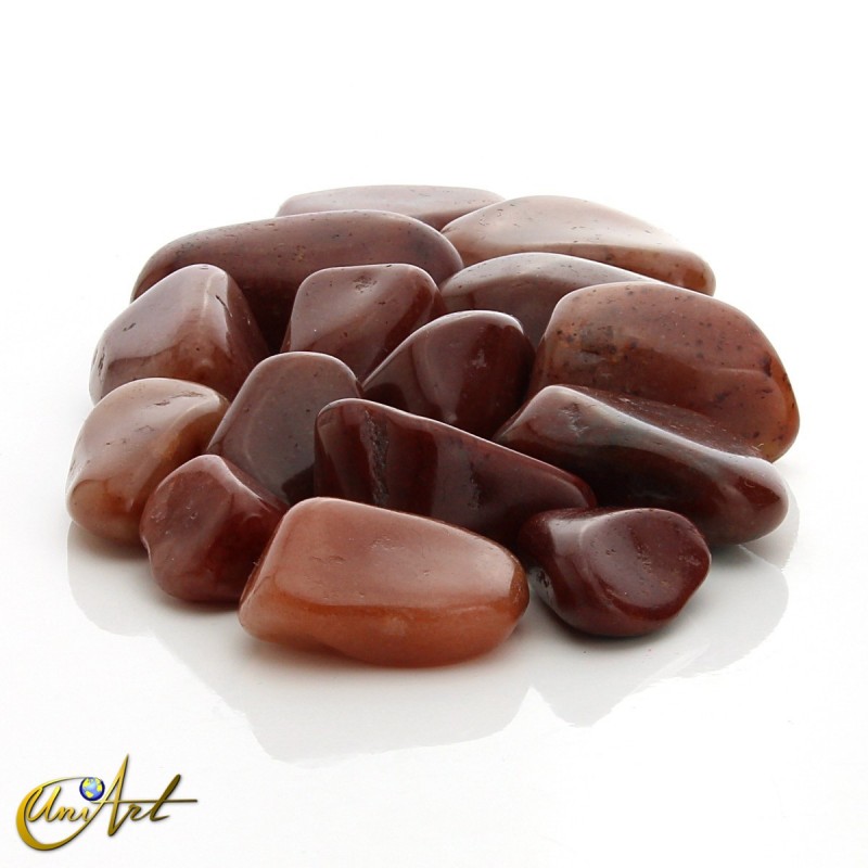 Red aventurine tumbled stones in packet of 200 grs