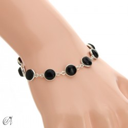 Silver bracelet with round gemstones, Esenca - onyx