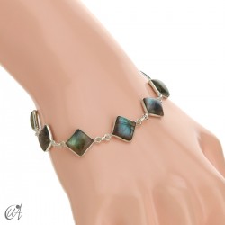 Silver bracelet with labradorite - squares